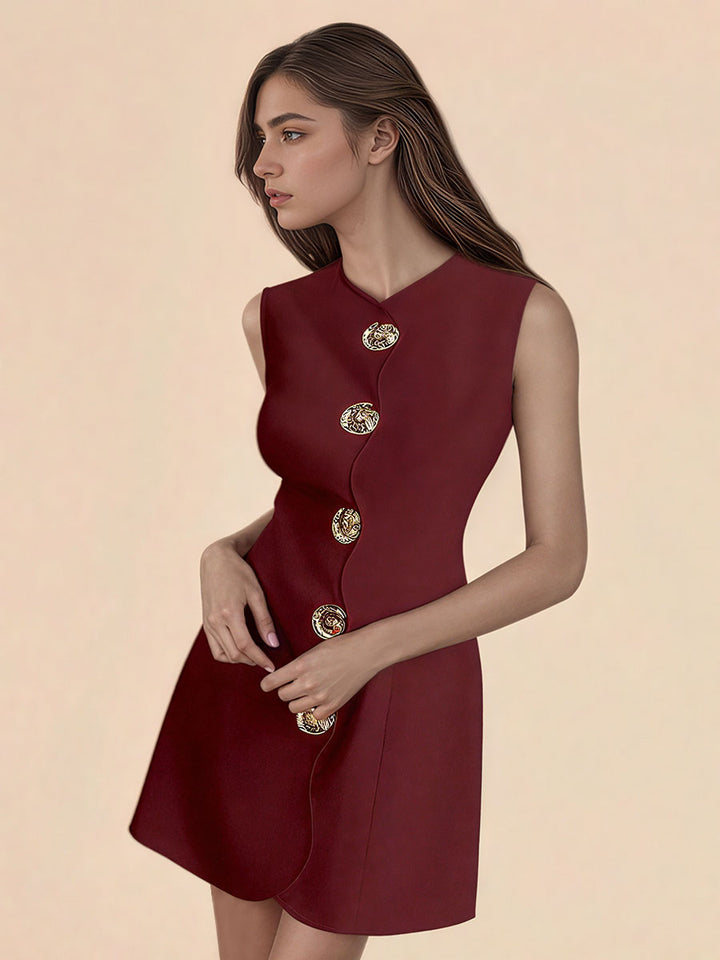 Button-Front Mini Dress