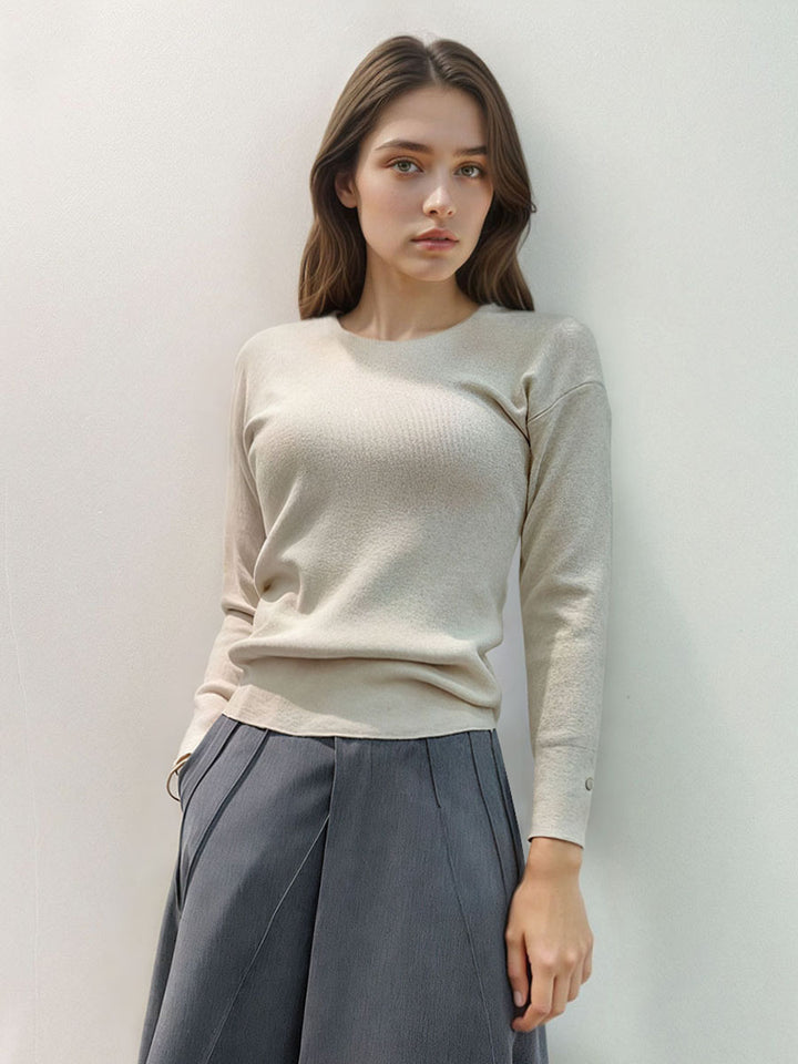 Plain Long Sleeve Knit Top