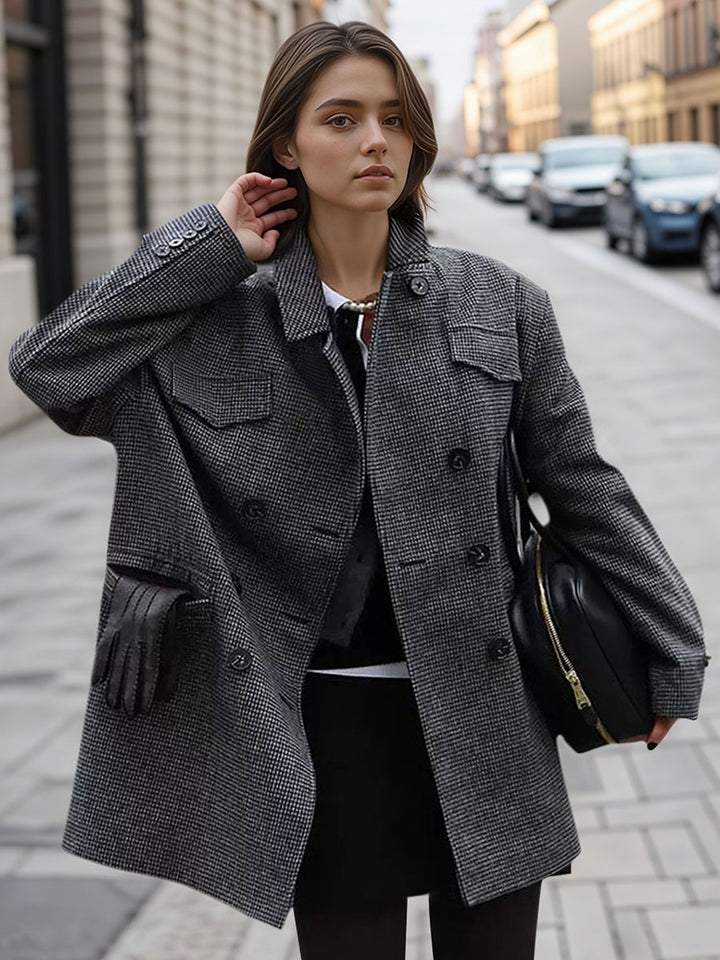 Vintage Checkered Double Breasted Coat