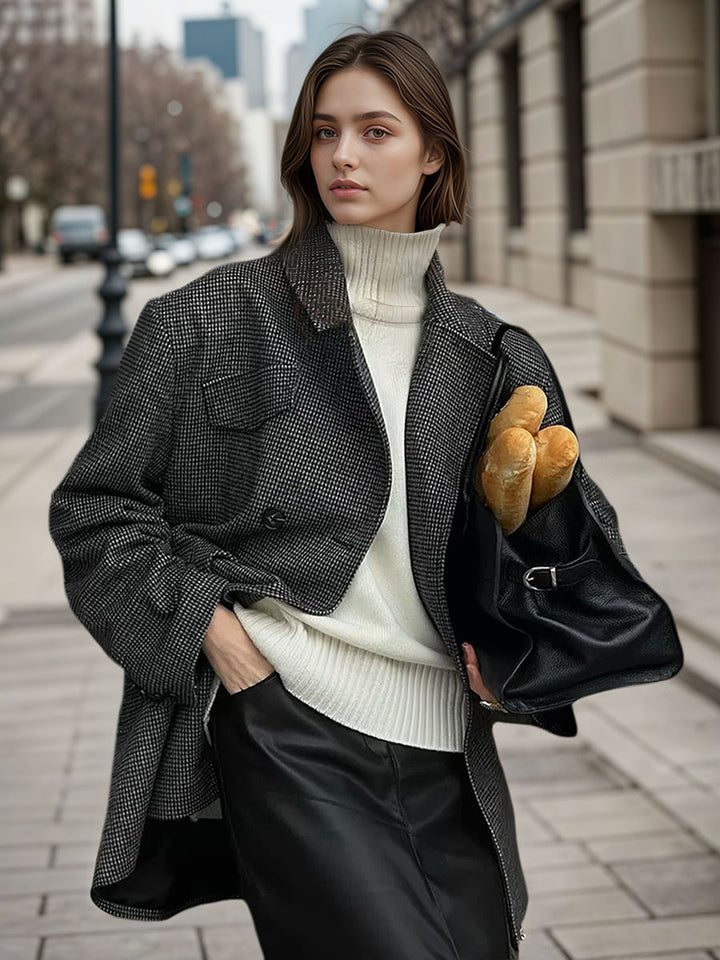 Vintage Checkered Double Breasted Coat