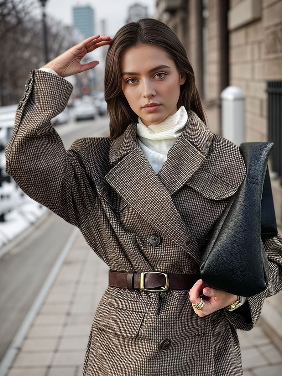 Vintage Checkered Double Breasted Coat