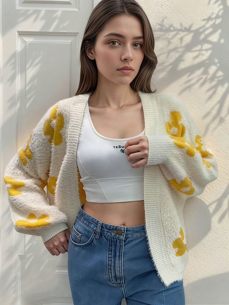 Pattern Cable Knit Cardigan