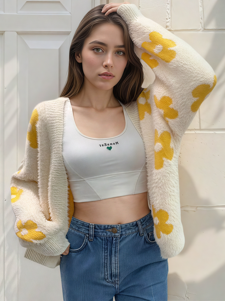 Pattern Cable Knit Cardigan