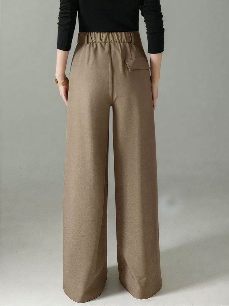Mid-Waisted Pleated Wide-Leg Pants