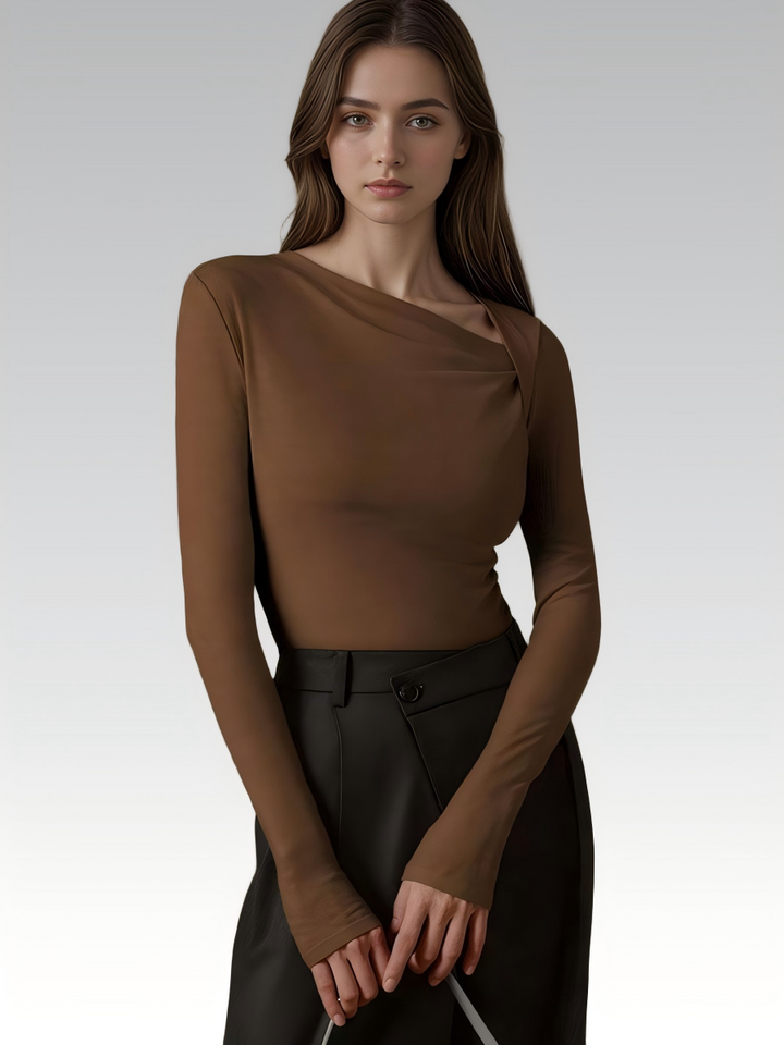 Knit Long Sleeve Asymmetric Top