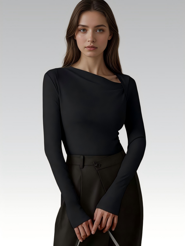 Knit Long Sleeve Asymmetric Top