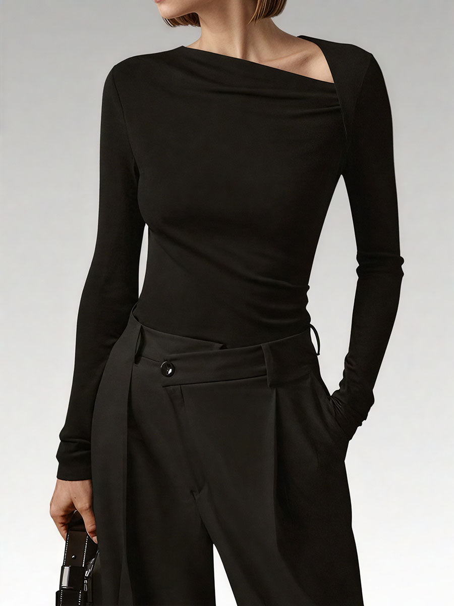 Knit Long Sleeve Asymmetric Top