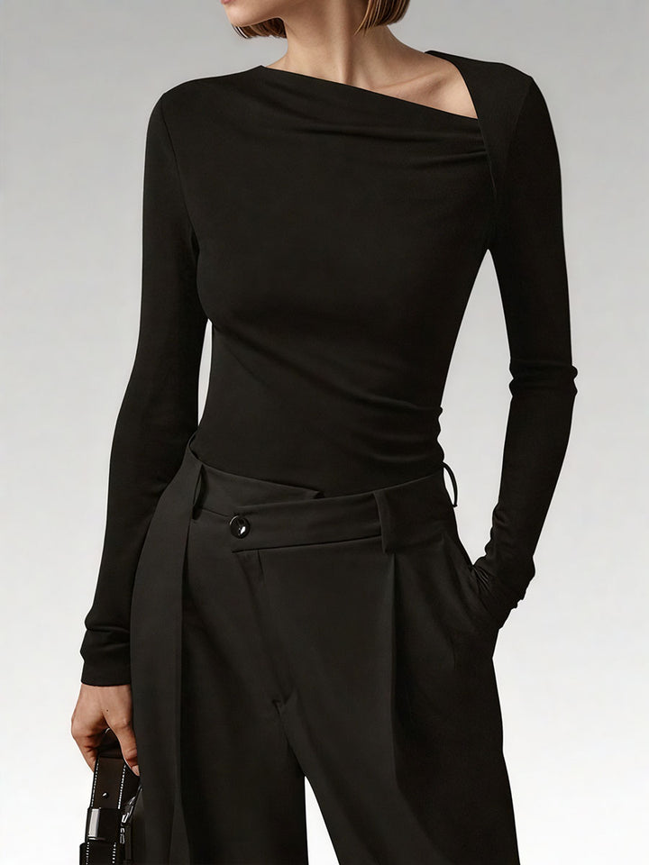 Knit Long Sleeve Asymmetric Top
