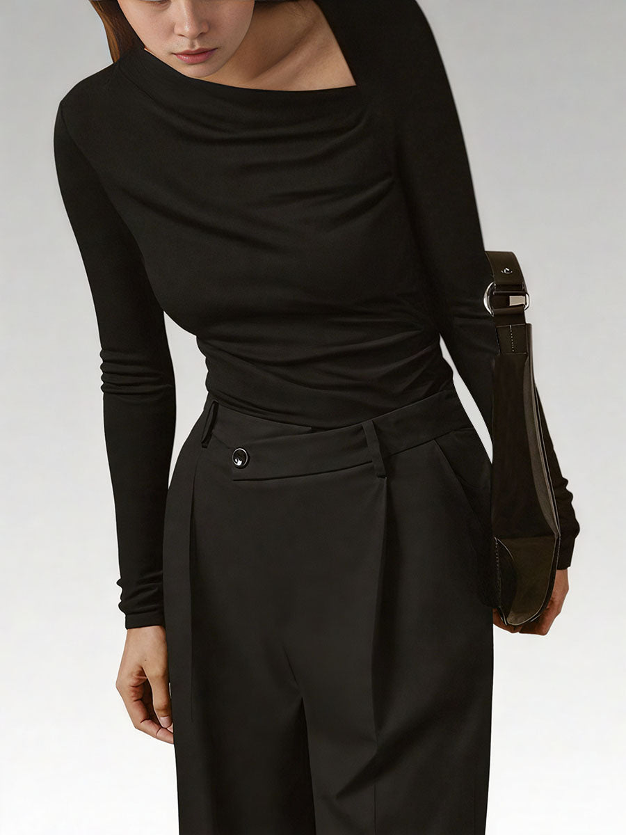 Knit Long Sleeve Asymmetric Top