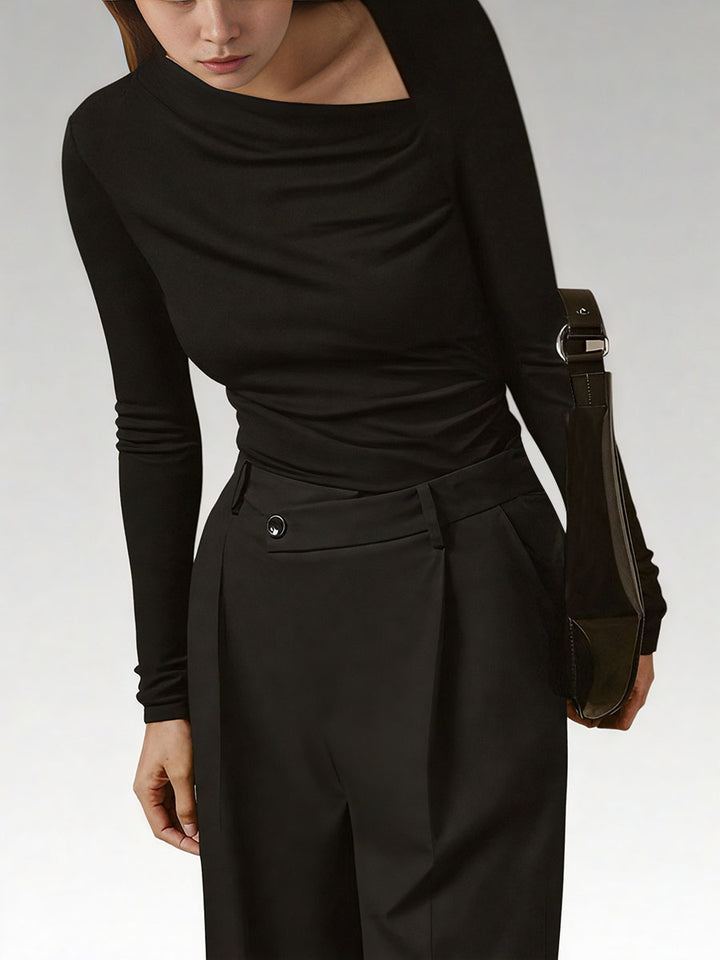 Knit Long Sleeve Asymmetric Top