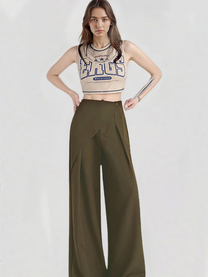 Solid Color Loose Fit Casual Pants