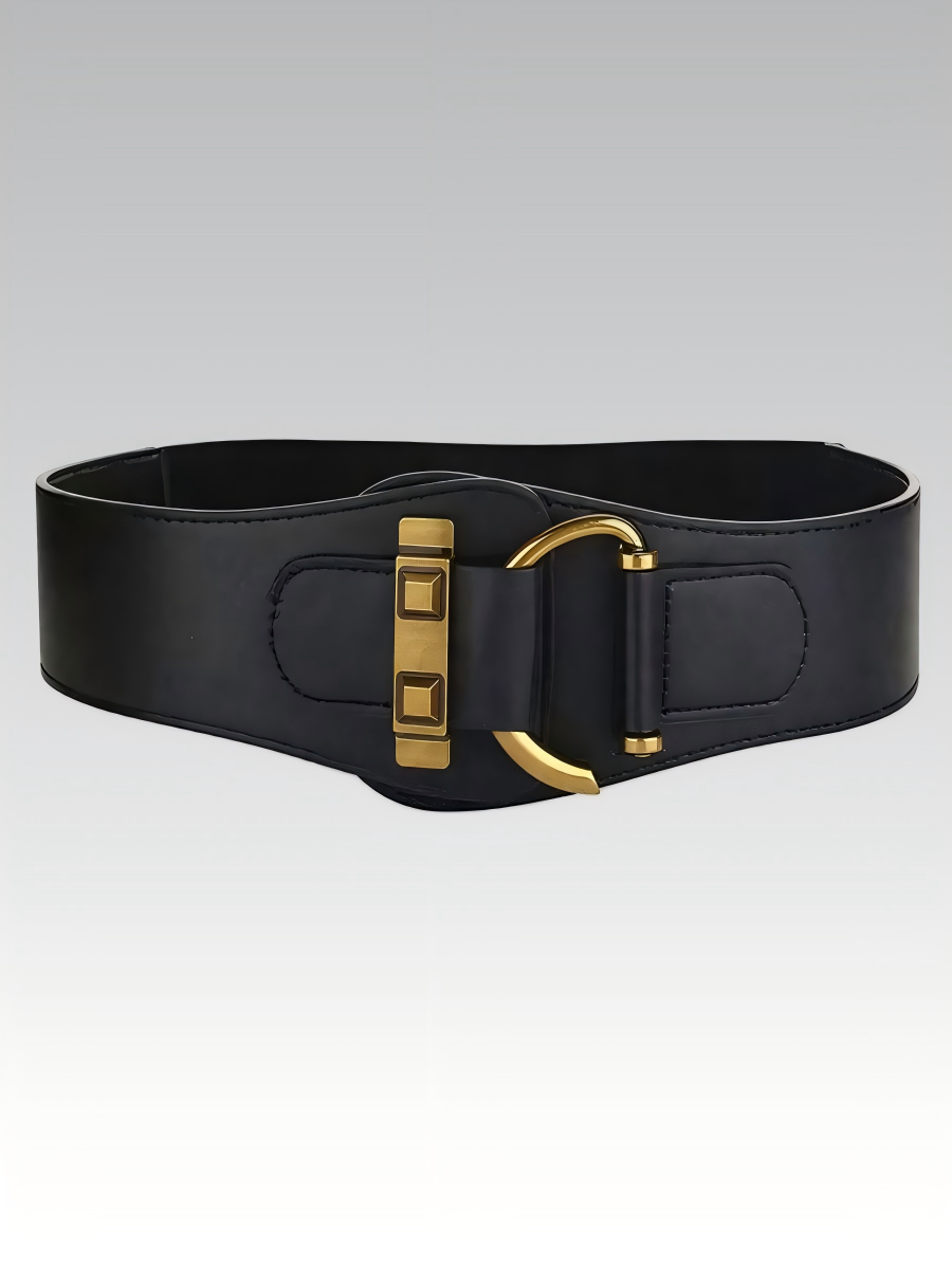 Classic Golden Buckle Leather Belt