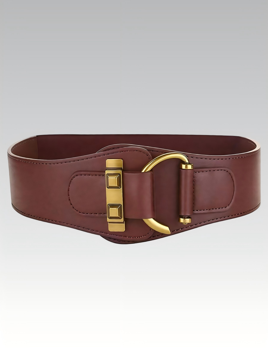 Classic Golden Buckle Leather Belt HONEEAR