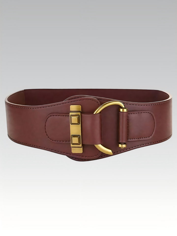 Classic Golden Buckle Leather Belt
