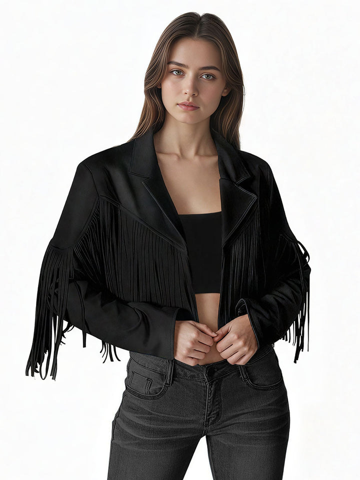 Suede Fringe Biker Jacket