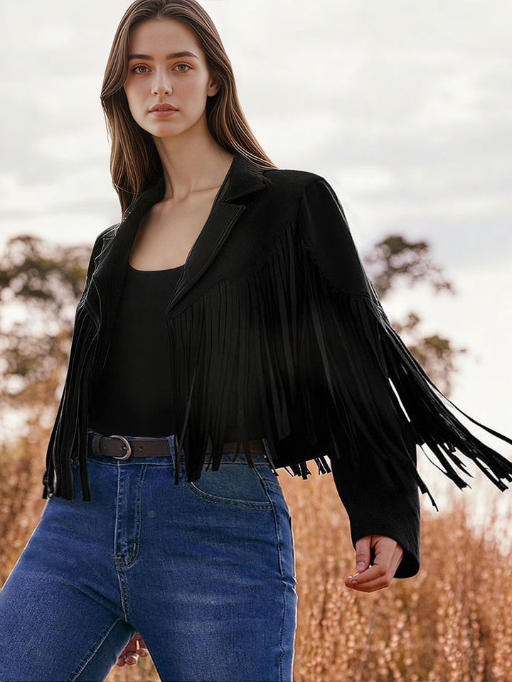 Suede Fringe Biker Jacket