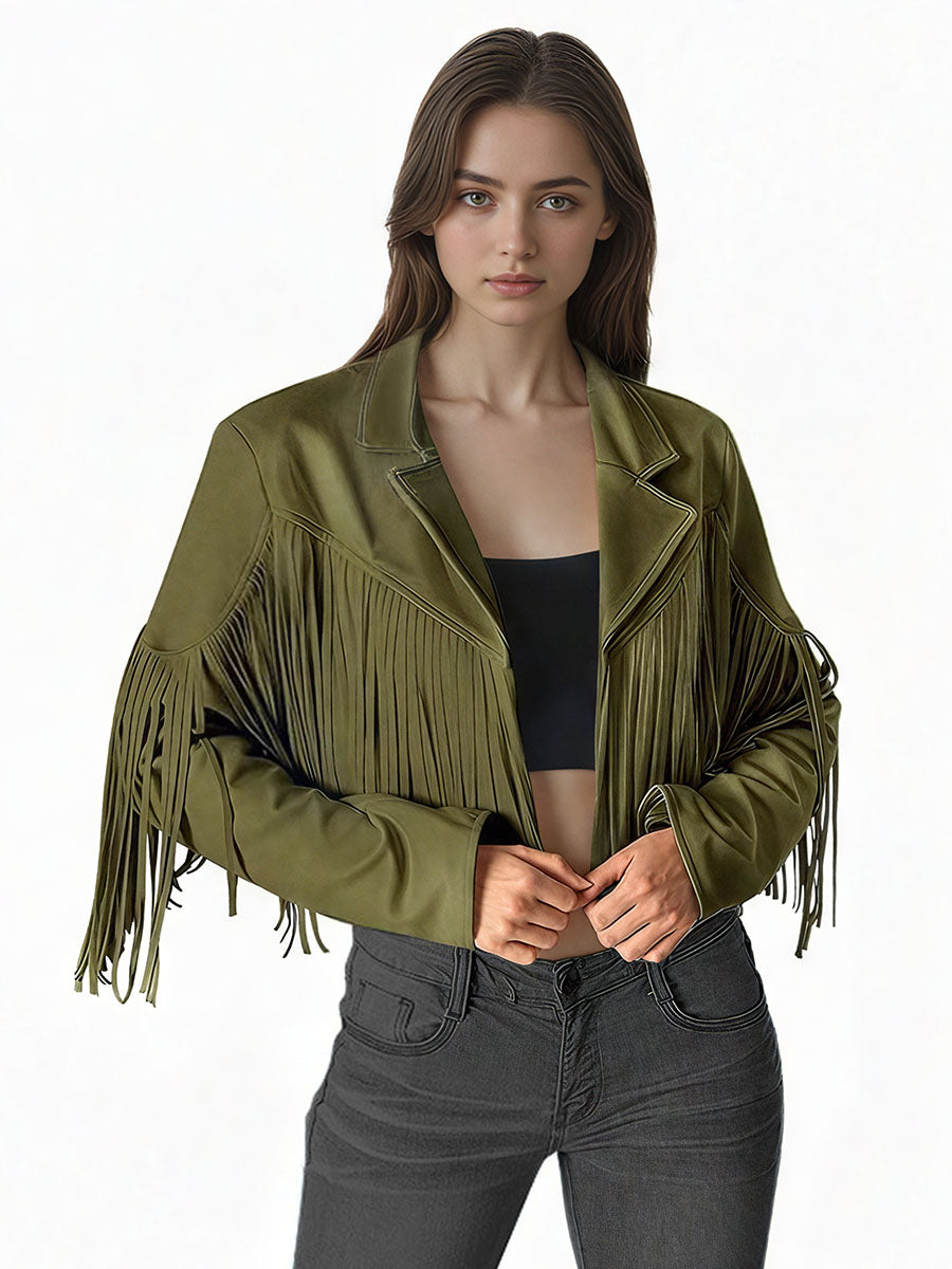 Suede Fringe Biker Jacket