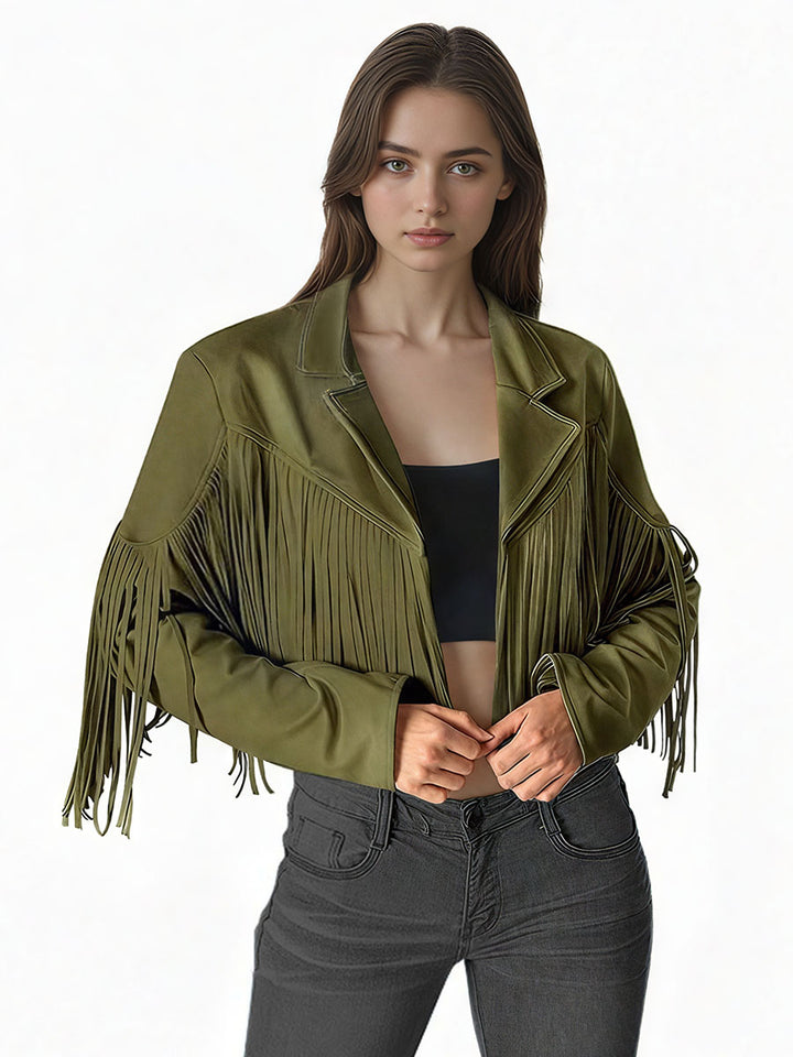Suede Fringe Biker Jacket