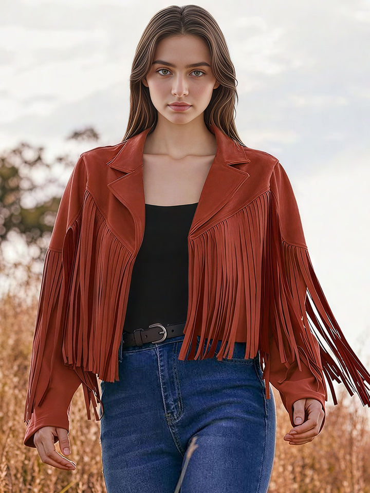 Suede Fringe Biker Jacket