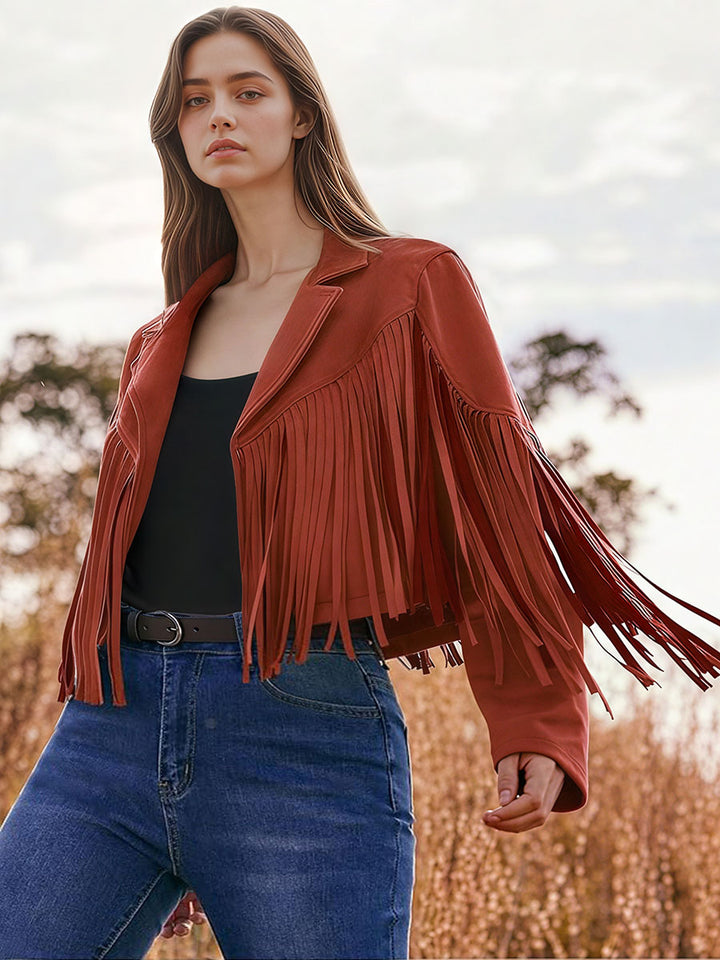 Suede Fringe Biker Jacket