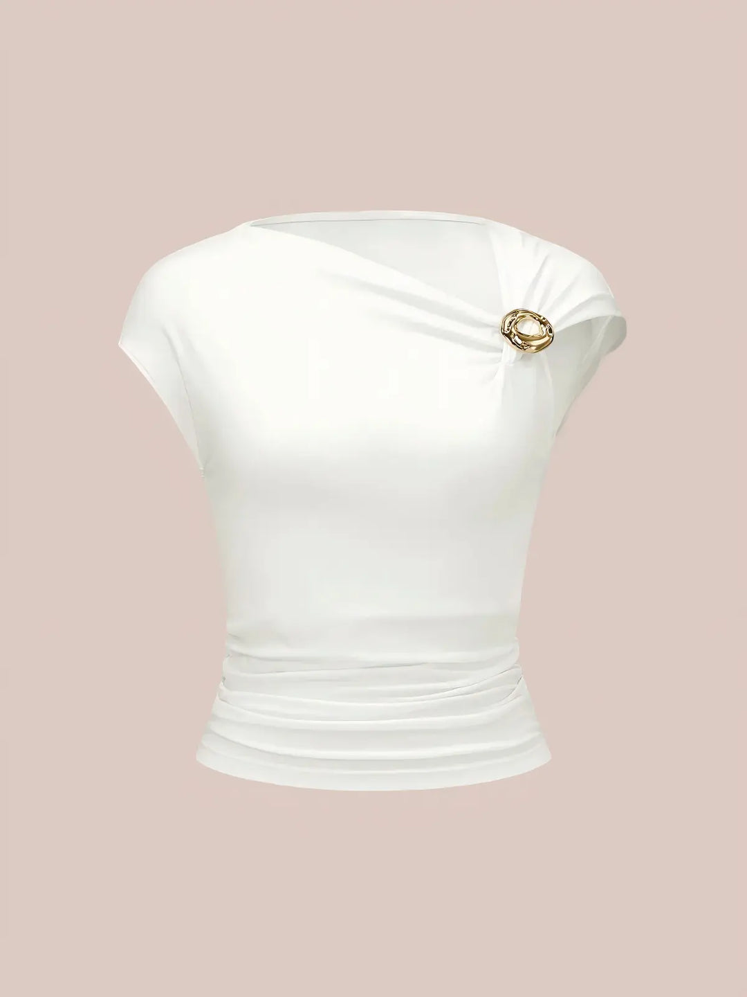 Ruched Off Shoulder Slim Short Sleeve Top