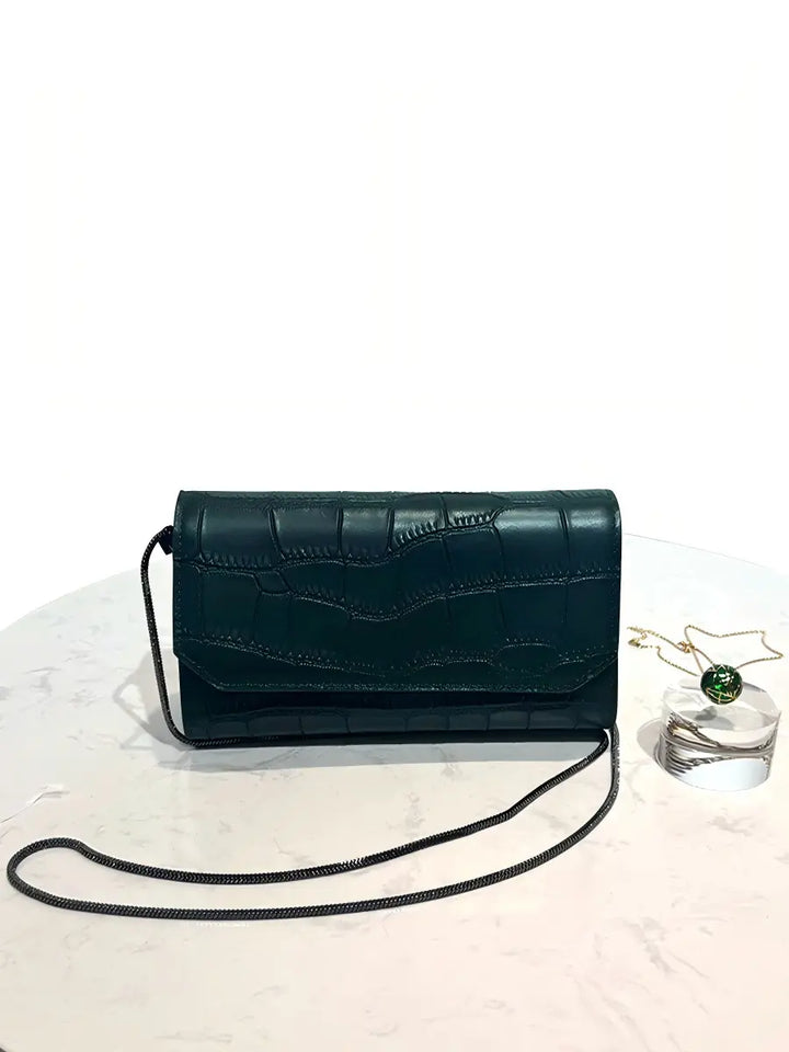 Checkered Leather Chain Handbag