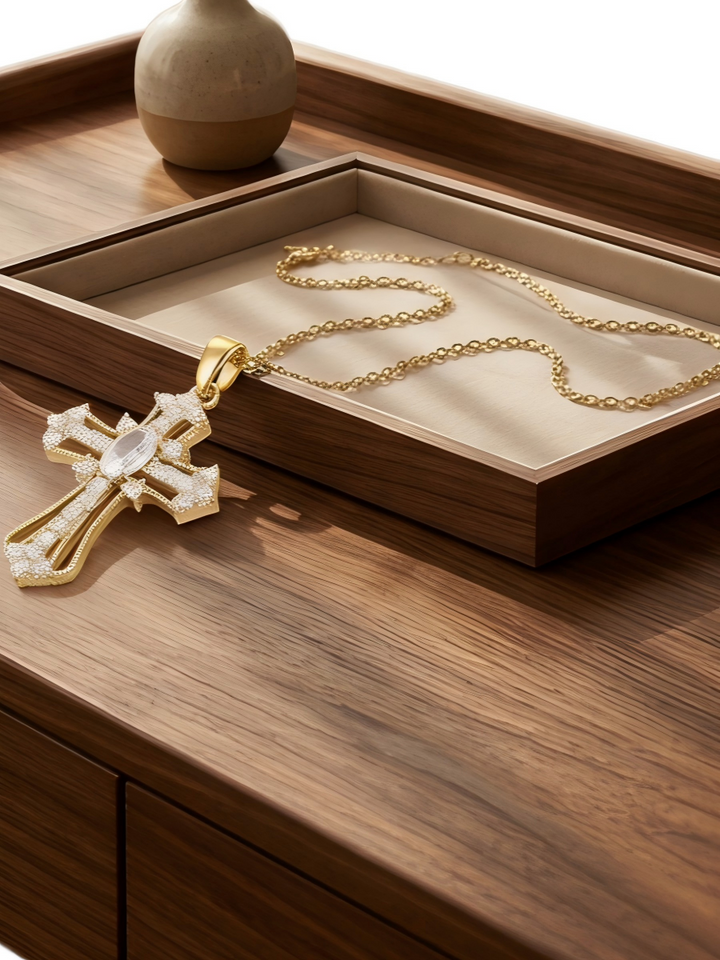 Cross-Shaped Rhinestone Necklace