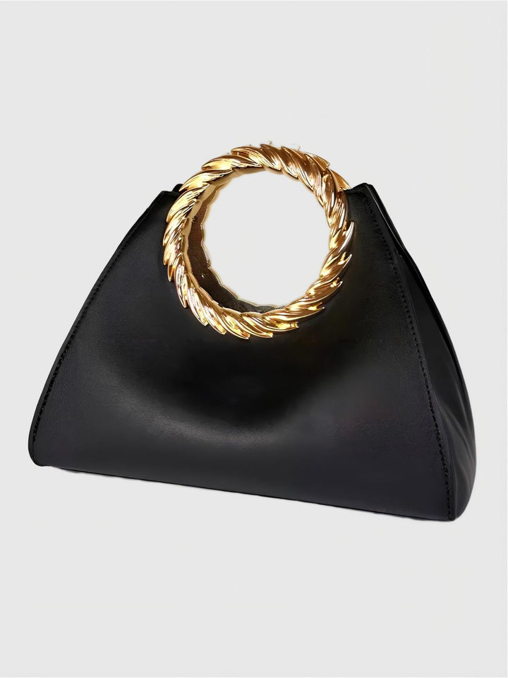 Gold-Ringed Handheld Crossbody Bag