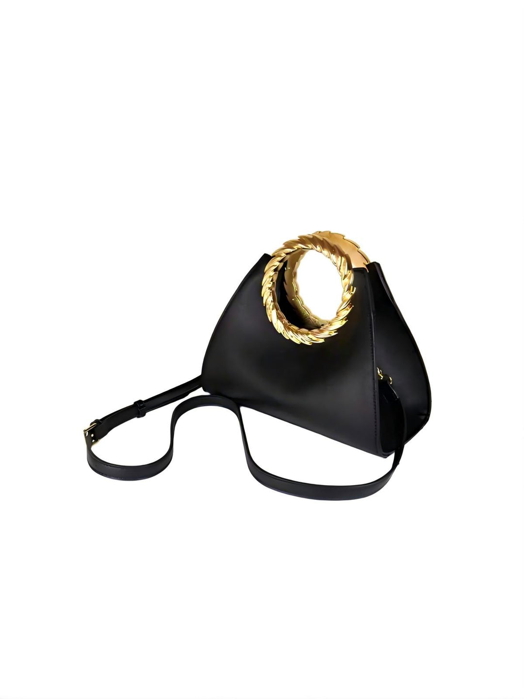 Gold-Ringed Handheld Crossbody Bag