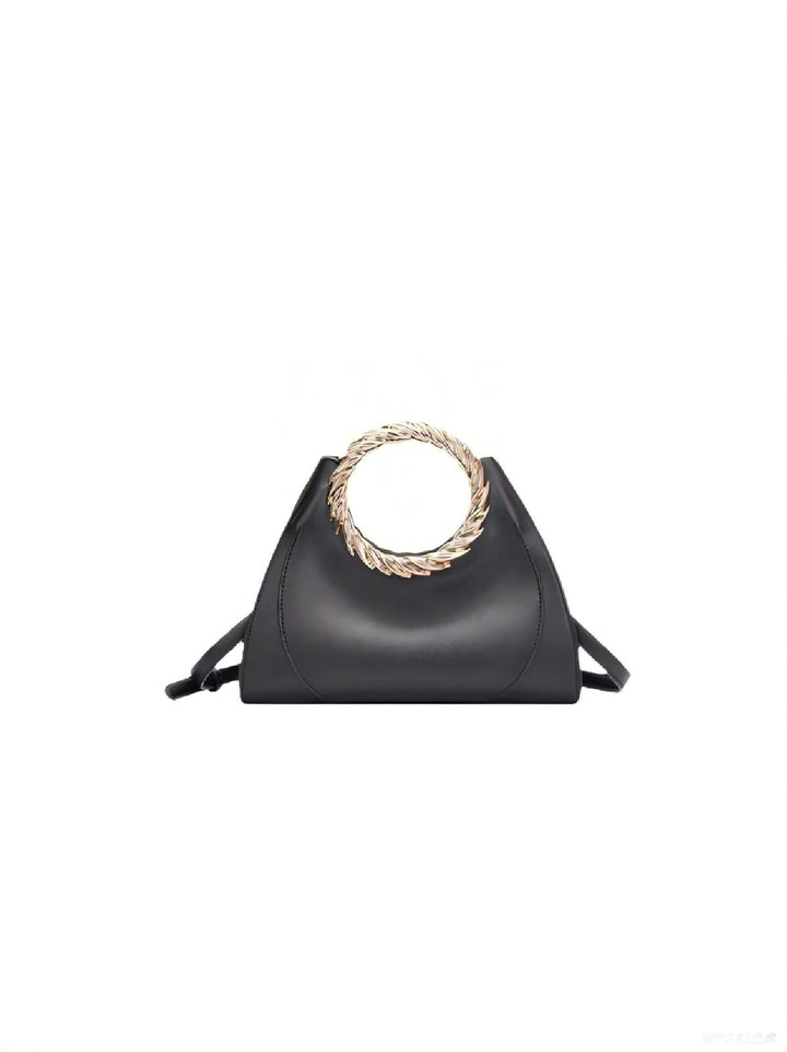 Gold-Ringed Handheld Crossbody Bag