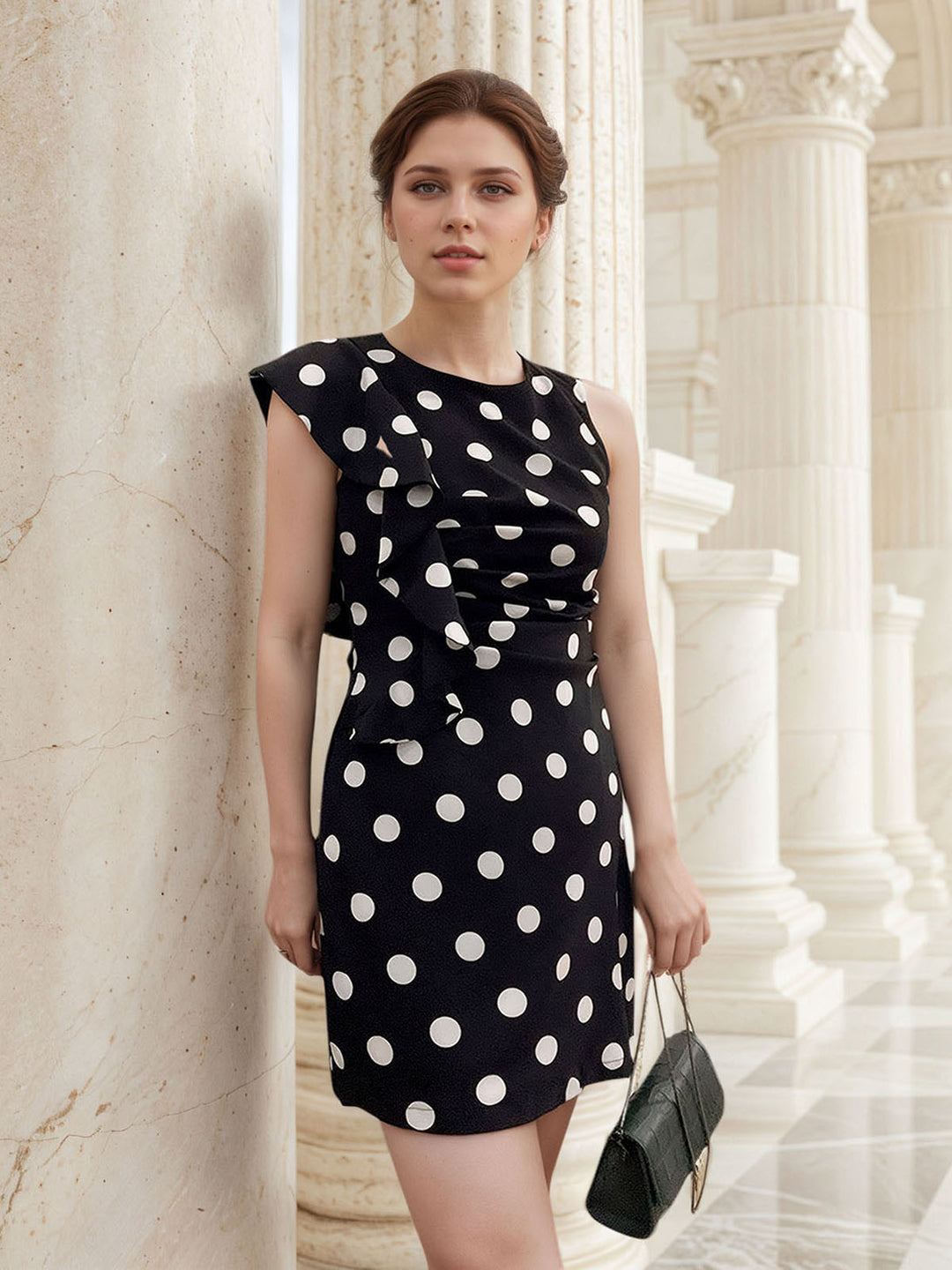 Wave Point Asymmetrical Bow Dress