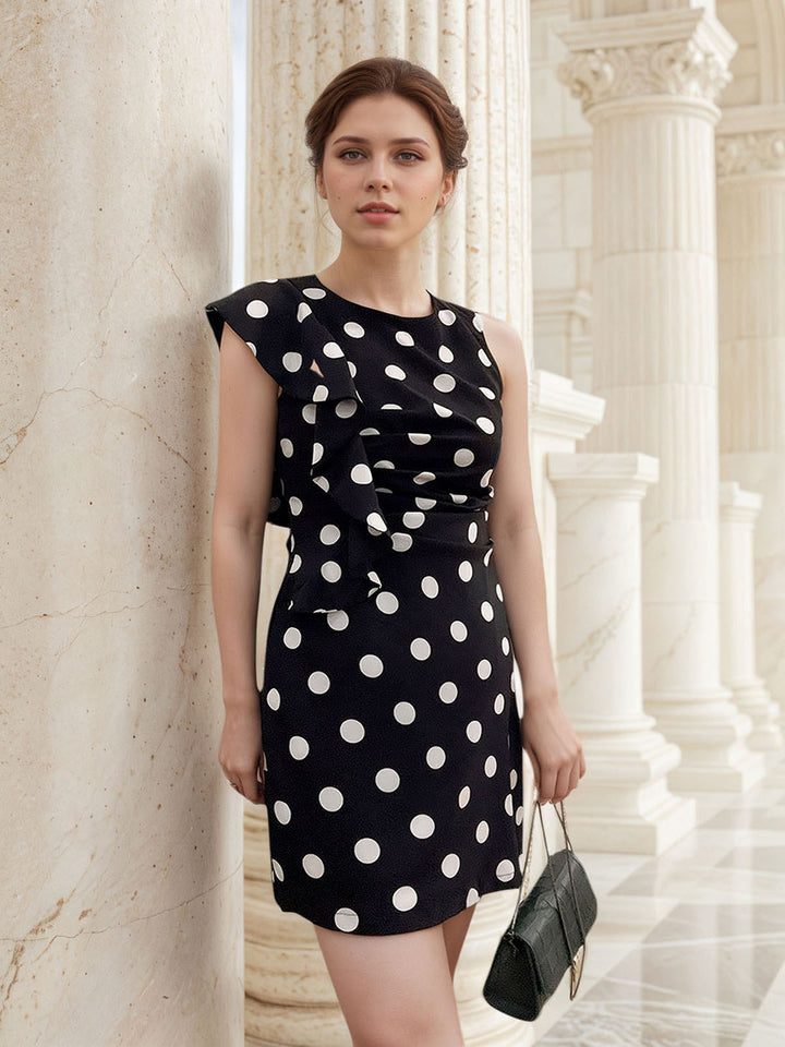 Wave Point Asymmetrical Bow Dress