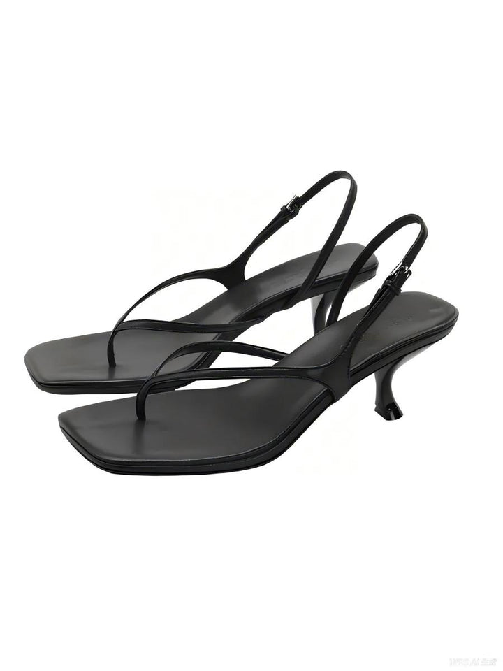 Solid Color Square Heel Sandals