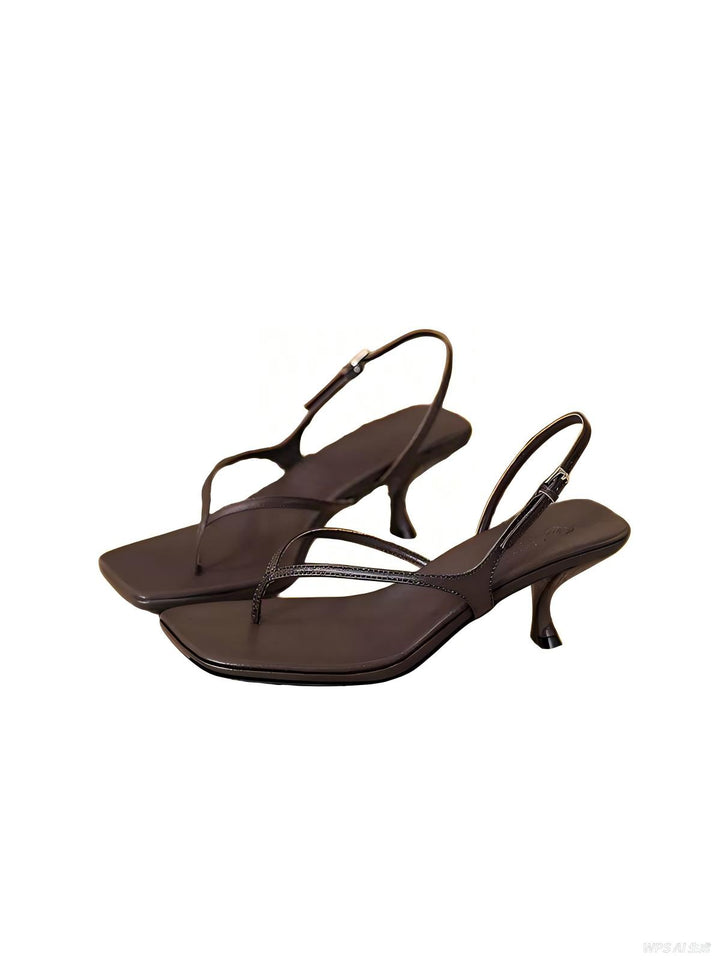 Solid Color Square Heel Sandals