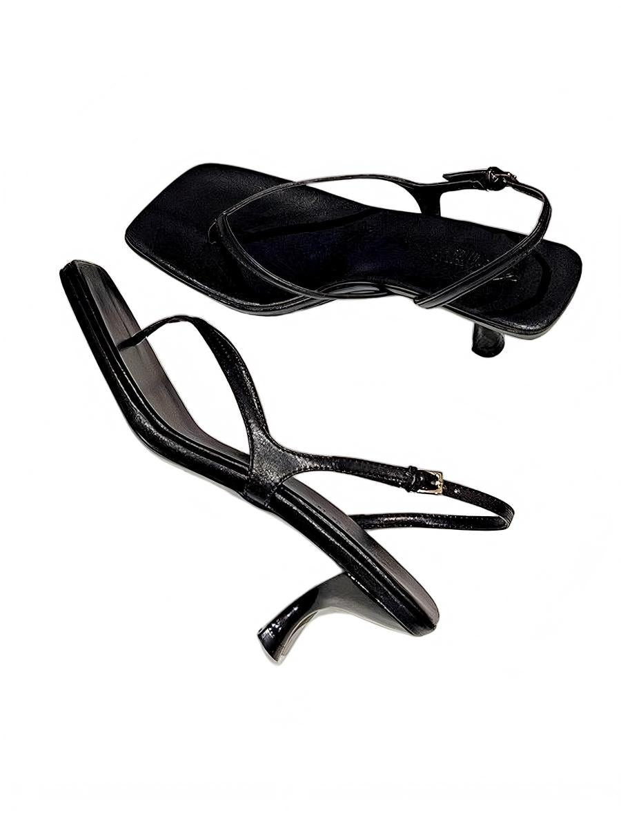 Solid Color Square Heel Sandals