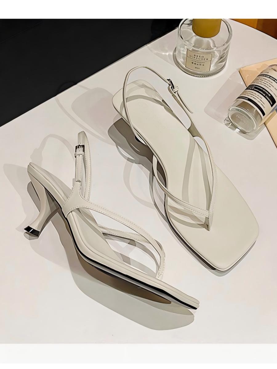 Solid Color Square Heel Sandals