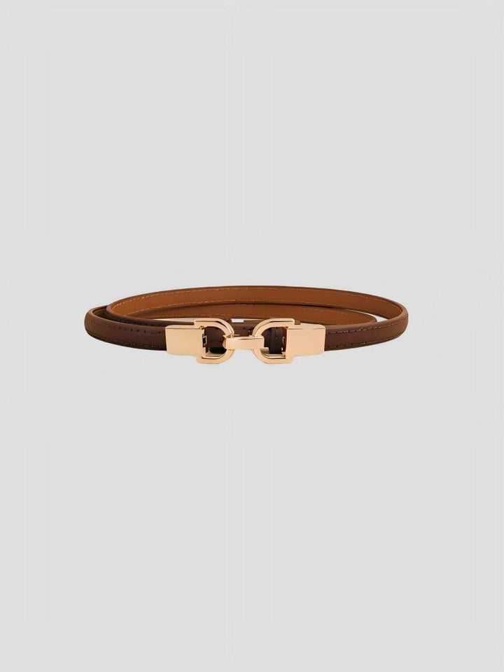Adjustable leather belt with a metal buckle