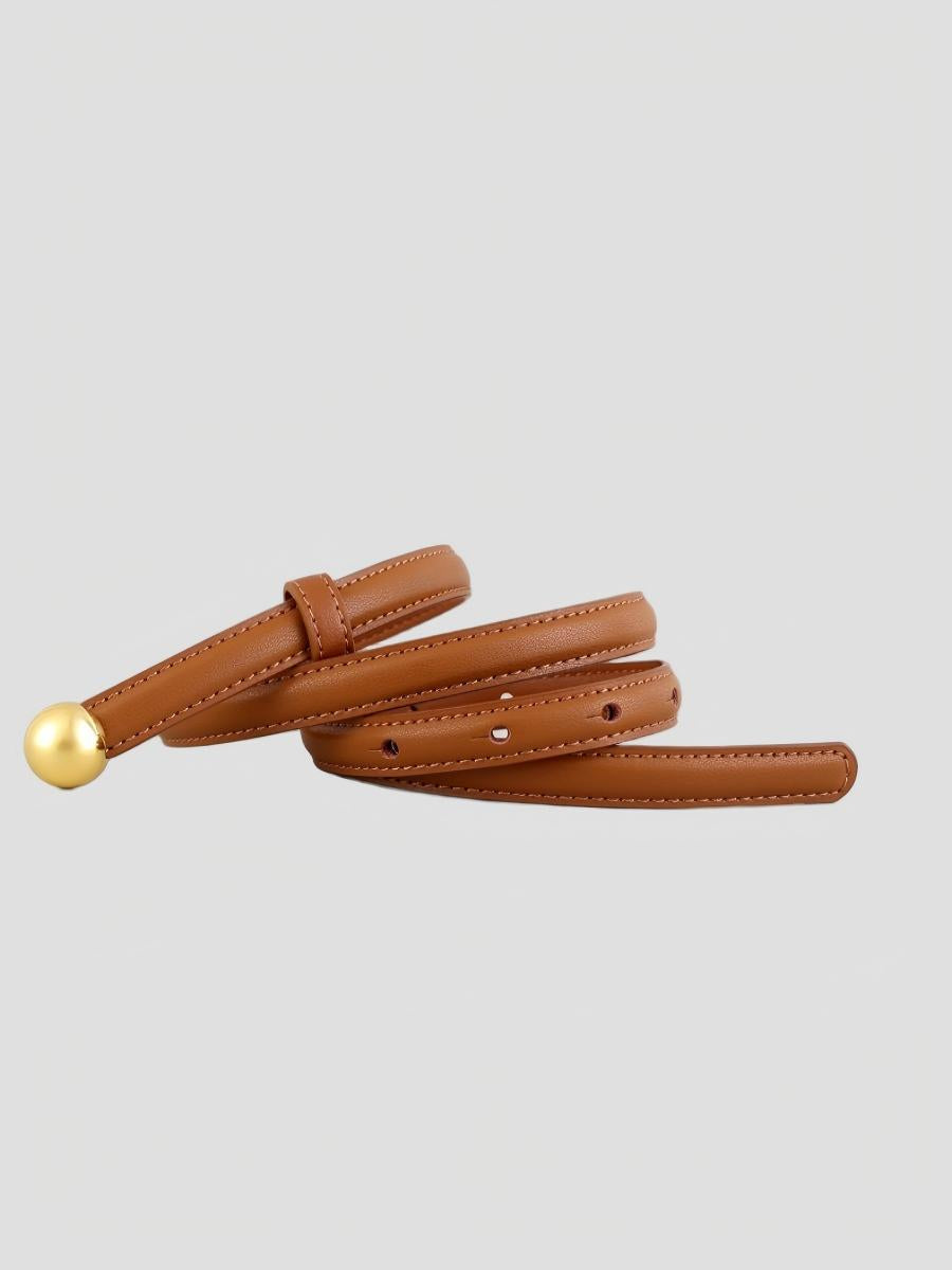 Minimalist Metal Buckle Thin Leather Waist Belt