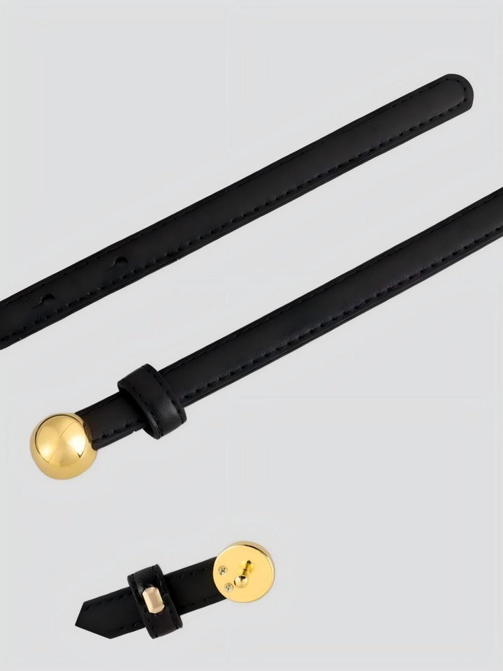 Minimalist Metal Buckle Thin Leather Waist Belt