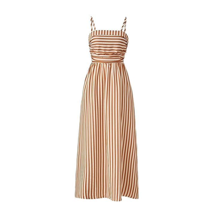 Striped Pleated Cami Long Dress