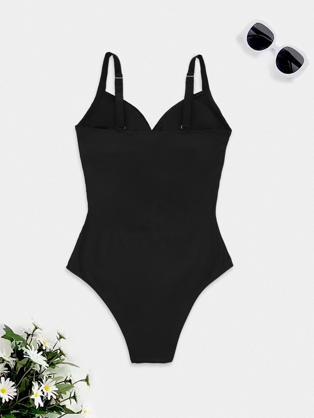 Tie-front one-piece swimsuit
