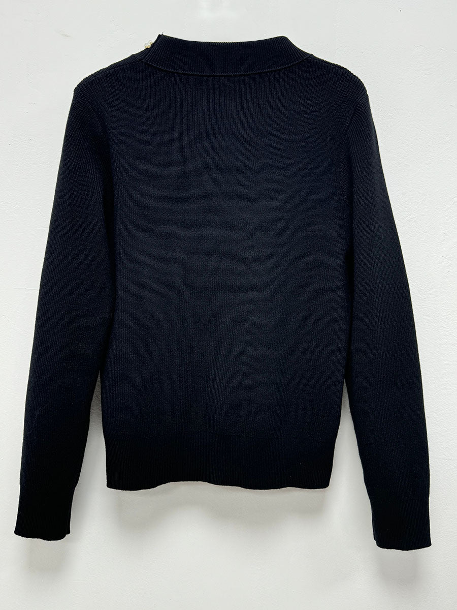 Beading Neck Long Sleeve Top