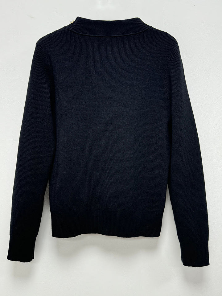 Beading Neck Long Sleeve Top