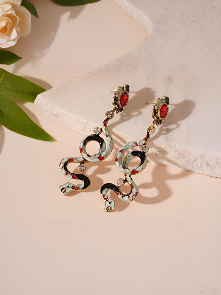 Animal-Print Dangle Snake-Shaped Earrings