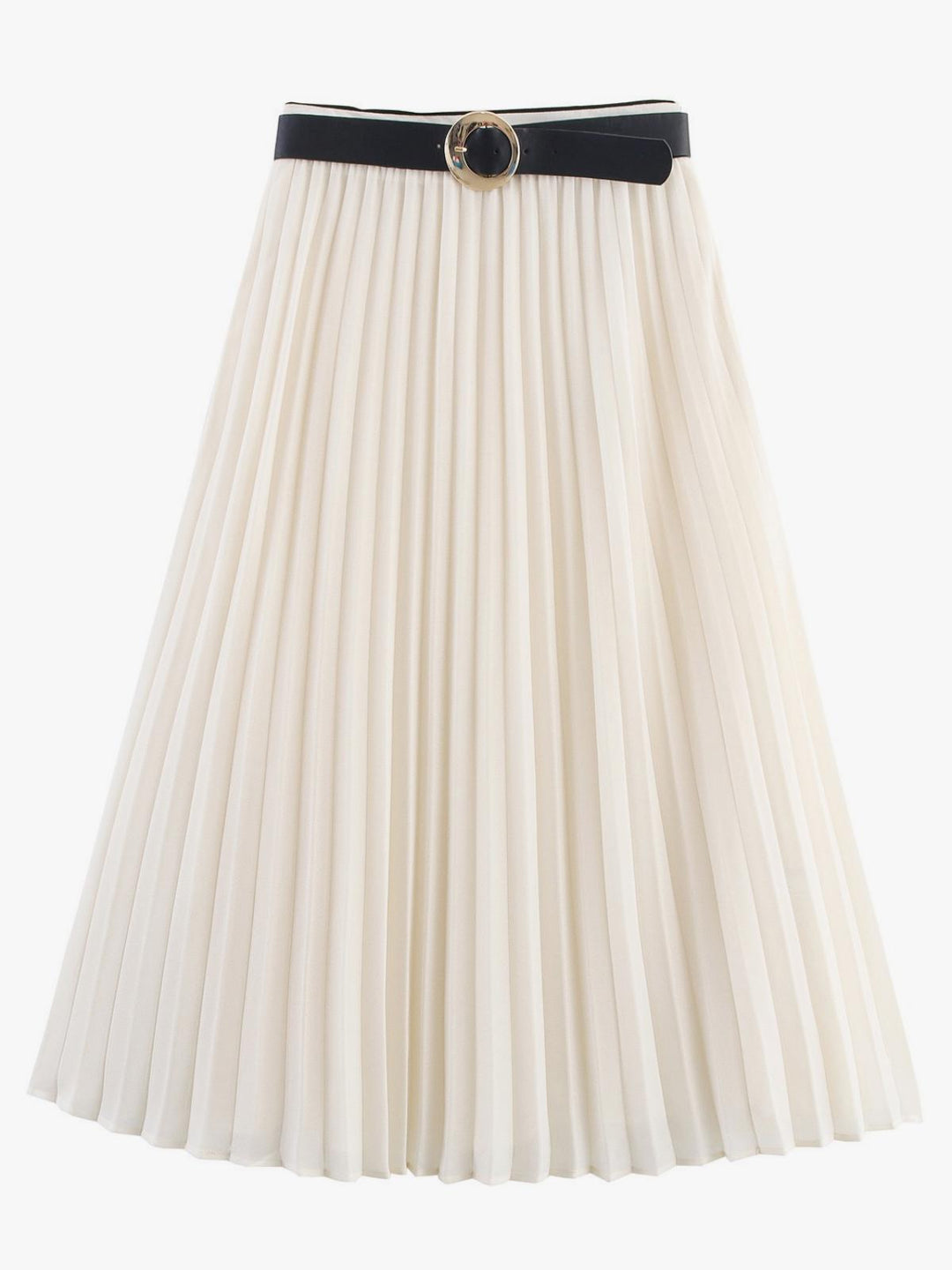 Contrast-Trimmed Shirt and Pleated Skirt Set HONEEAR