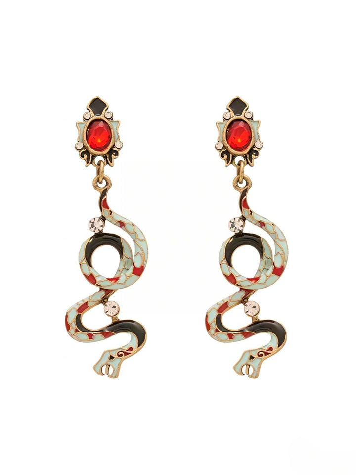 Animal-Print Dangle Snake-Shaped Earrings