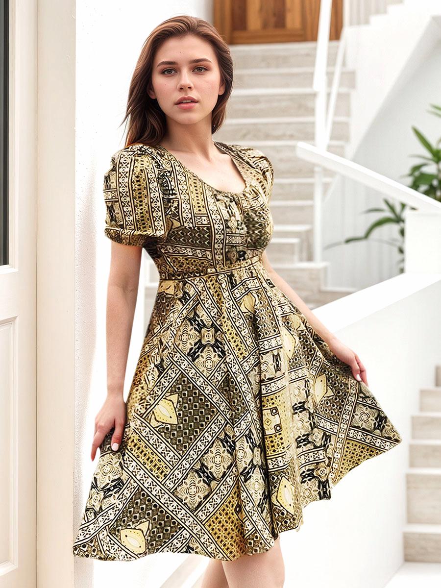 Print A-Line Midi Dress