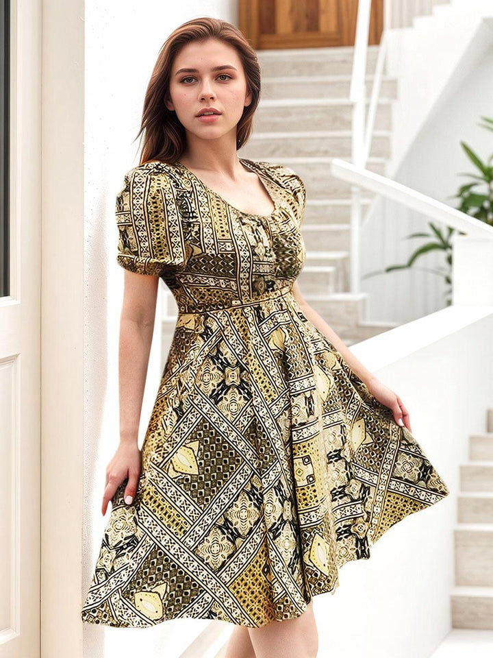 Print A-Line Midi Dress