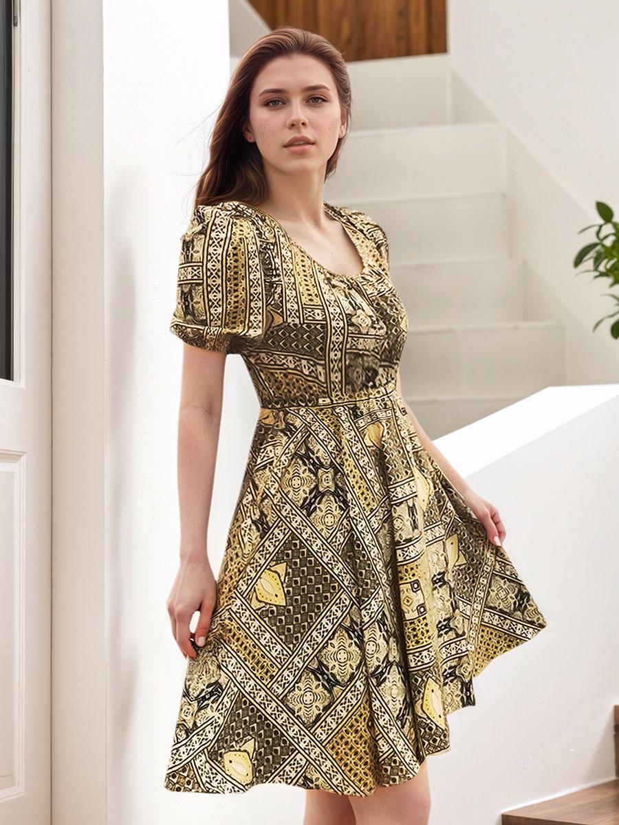 Print A-Line Midi Dress