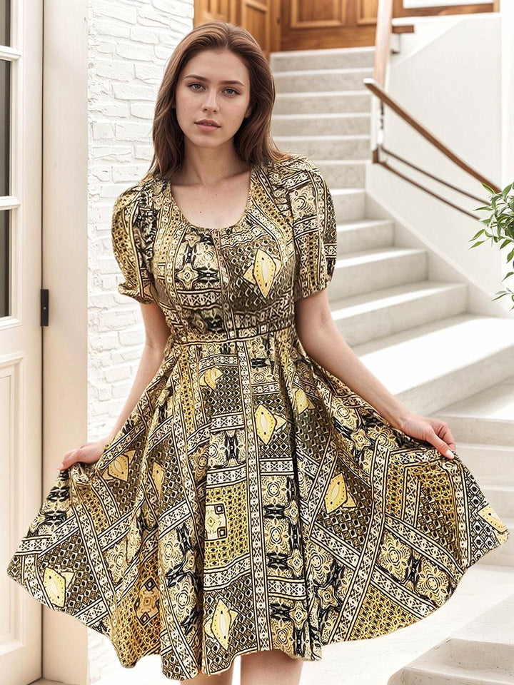Print A-Line Midi Dress